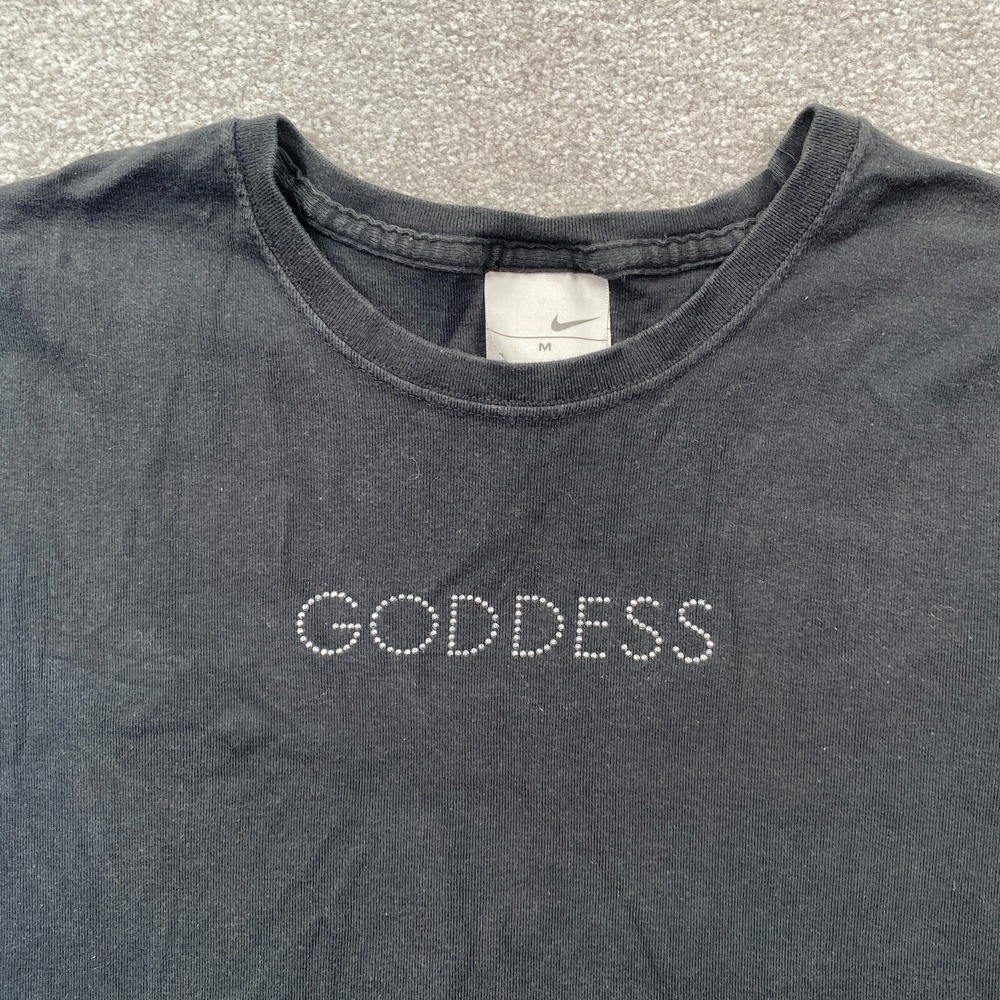 VTG Nike Goddess‎ Logo Crew Neck T-Shirt Short Sleeves Women's Size M Black - Picture 3 of 13